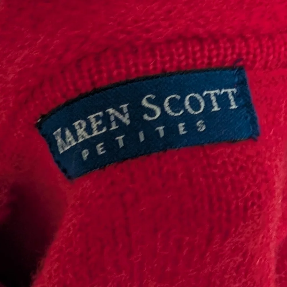 Karen Scott Petites Red 100% Wool Cardigan Sweater PM Australia Made